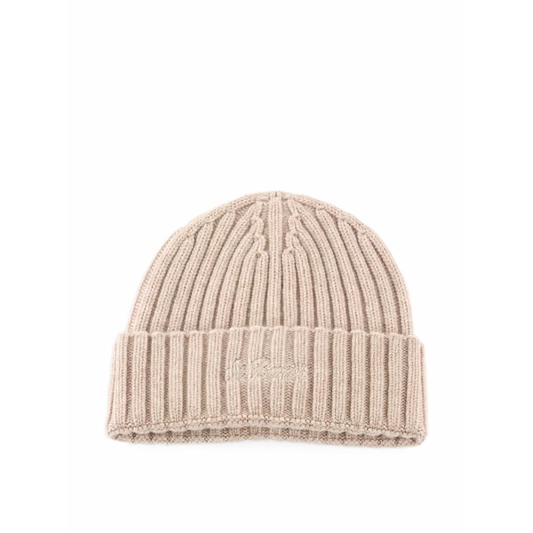 エムシーツーセイントバース メンズ かぶり笠 佩び物 Ribbed embroidered beanie Neutrals
