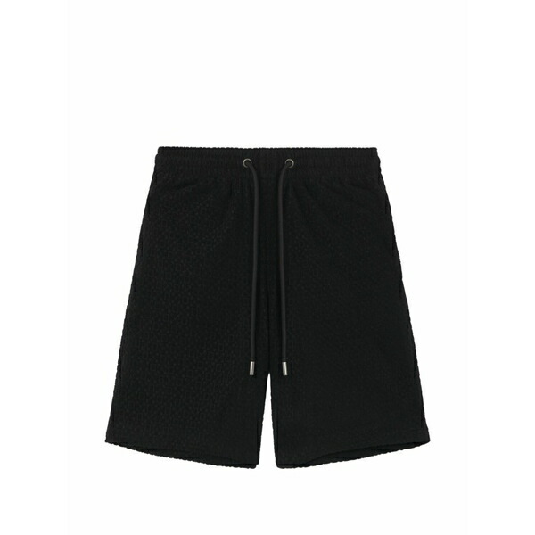 象牙色 メンズ 心地好いズボン下 ボトムス Towel terry shorts Black