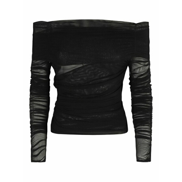 フェデリカ・トシ レディース プルオーバー トップス Off-shoulder mesh blouse Black