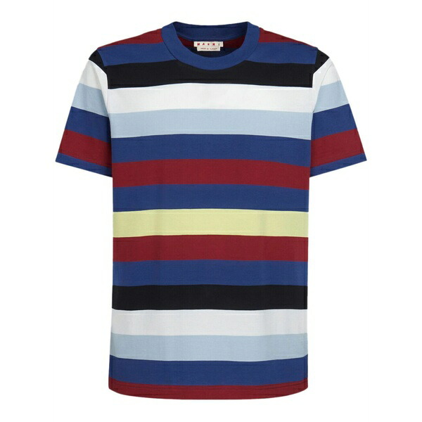 マルニ メンズ ティーシャツ トップス Striped cotton t-shirt Blue