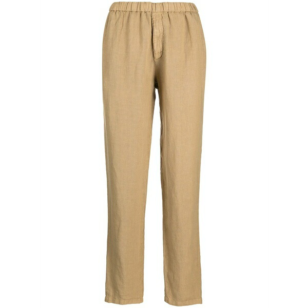 ボリオリ メンズ 心地好いズボン下 ボトムス Straight-leg linen trousers Brown