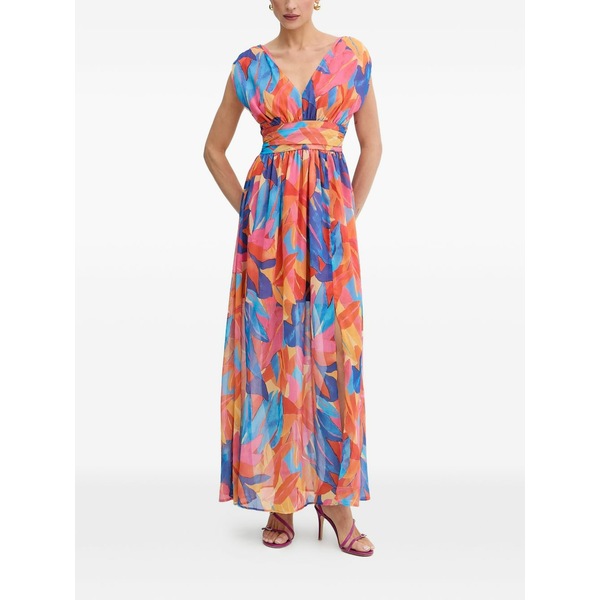 モーガンレーン レディース 衣裳 トップス V-neck floral-print maxi dress Orange