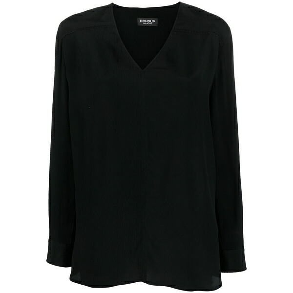 ドンダップ レディース ティーシャツ トップス V-neck long sleeve top  Black