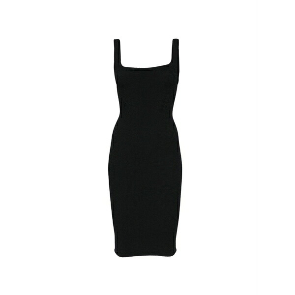 フンザ・ジー レディース 衣裳 トップス Square-neck MIDI dress Black