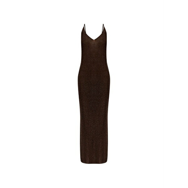 ゲタス レディース 衣裳 トップス Metallic-effect ribbed-knit dress Brown