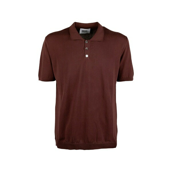 アルファス テューディオ メンズ スポーツシャツ トップス Short-sleeve knit polo shirt Brown
