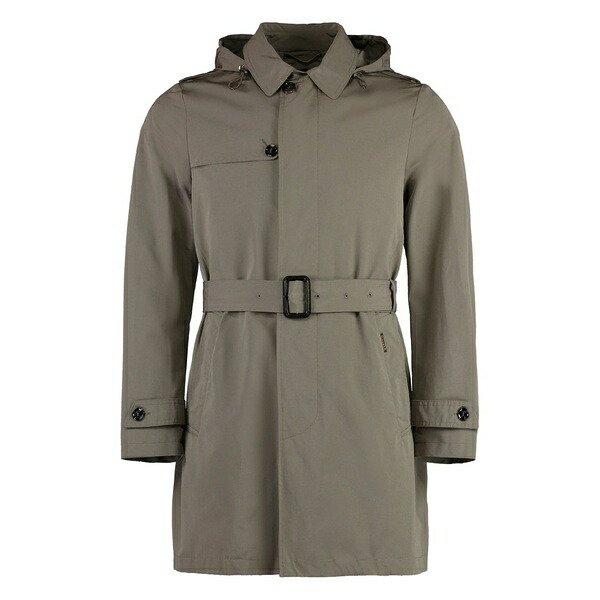 ムーレー メンズ 上衣＆上衣 アウター Removable-hood belted trench coat Grey
