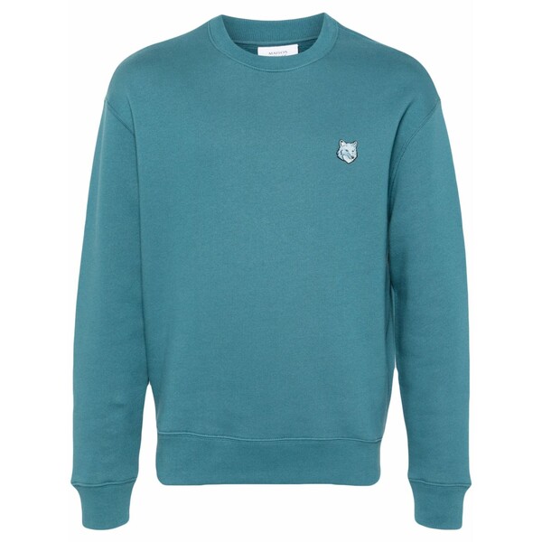 住み家 稲荷 メンズ パーカー・スウェットシャツ アウター Bold fox head patch sweatshirt Blue