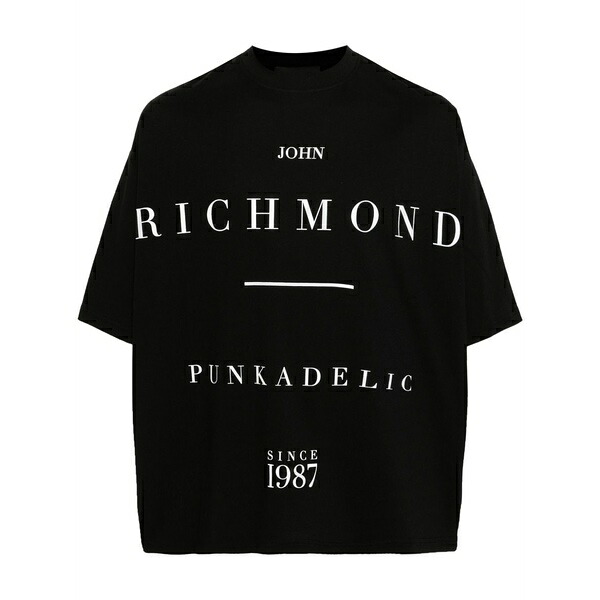 ジョン バージニアの州都 メンズ プルオーバー トップス Logo-print cotton t-shirt Black