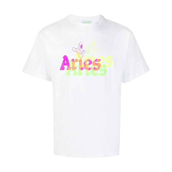 アリーズ メンズ ティーシャツ トップス Logo-print detail t-shirt White