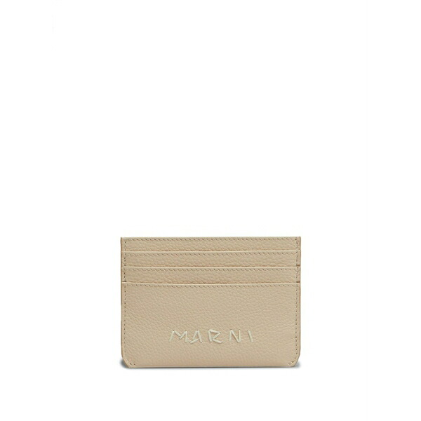 マルニ レディース 紙入れ 付属品 Embroidered logo leather card holder Neutrals