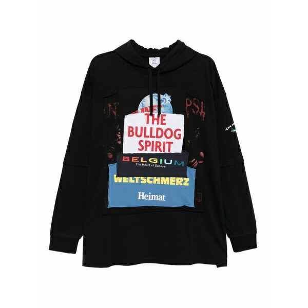ヴェトモン メンズ パーカー・スウェットシャツ アウター Patchwork hoodie Black