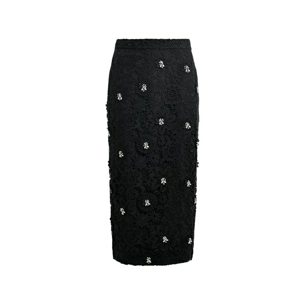 エッセンシャルアントワープ レディース スカート ボトムス Floral-lace midi straight skirt Black｜asty