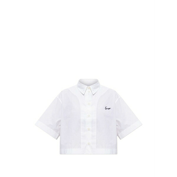 ケンゾー レディース プルオーバー トップス Logo-embroidered cropped shirt White