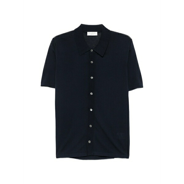 ロベルトコリーナ メンズ プルオーバー トップス Short-sleeve button-down shirt Blue