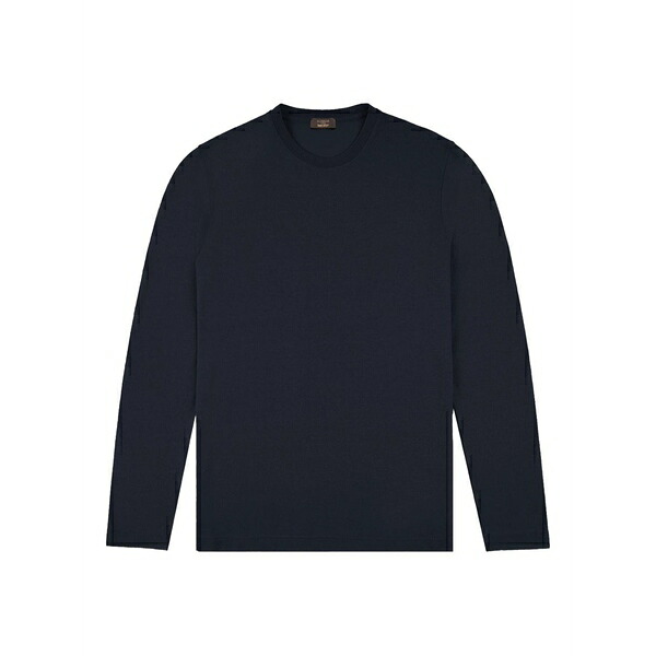 投げること御召しもの メンズ ティーシャツ トップス Long-sleeve crew-neck t-shirt Blue