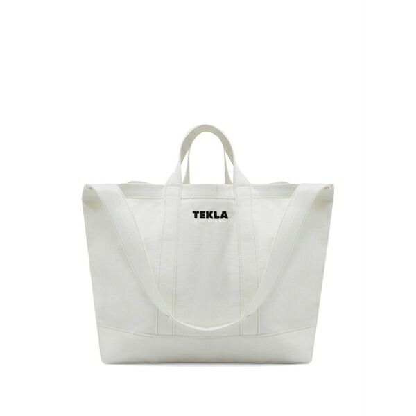 テクラ メンズ トートバッグ 御徒面子 Logo-embroidered tote bag White