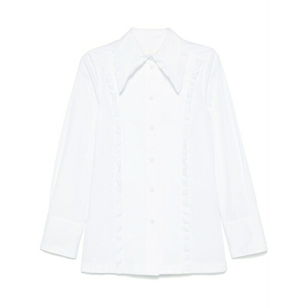 ジル・サンダー レディース プルオーバー トップス Ruffle-trim shirt White