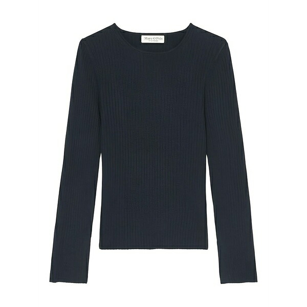 マルコポーロ レディース ティーシャツ トップス Ribbed long-sleeve top Blue