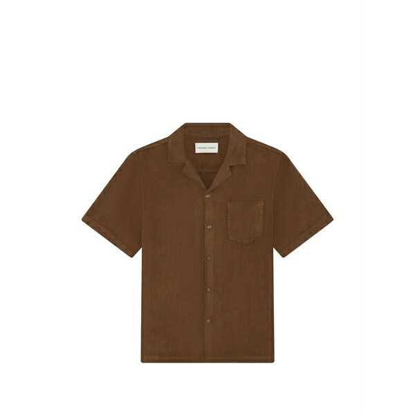 フレスコボールカリオカ メンズ プルオーバー トップス Angelo slub-texture camp-collar shirt Brown