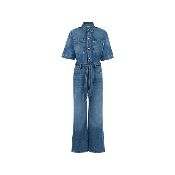 アイコン ジーンズ レディース 衣裳 トップス Duna belted short-sleeve denim jumpsuit Blue