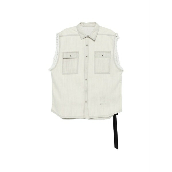 リックオウエンス メンズ 上衣＆上衣 アウター Frayed pocket shirt jacket Neutrals