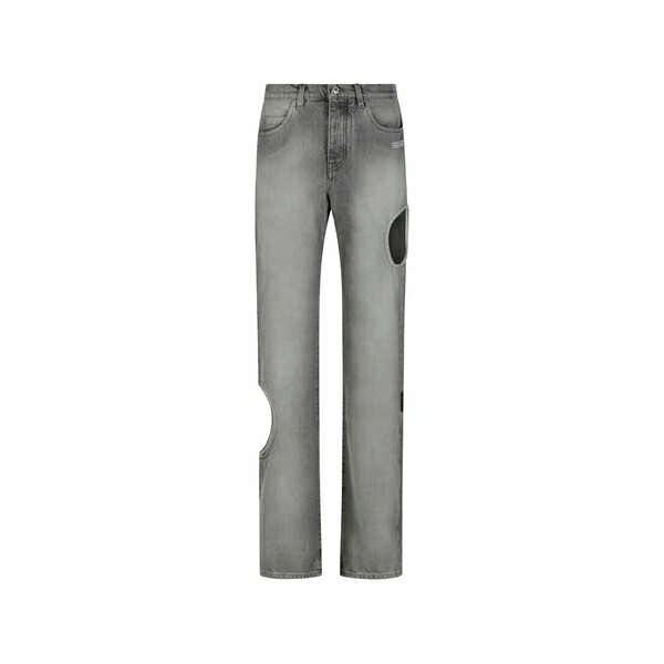 オフホワイト レディース デニムパンツ ボトムス Meteor cut-out jeans Grey｜asty