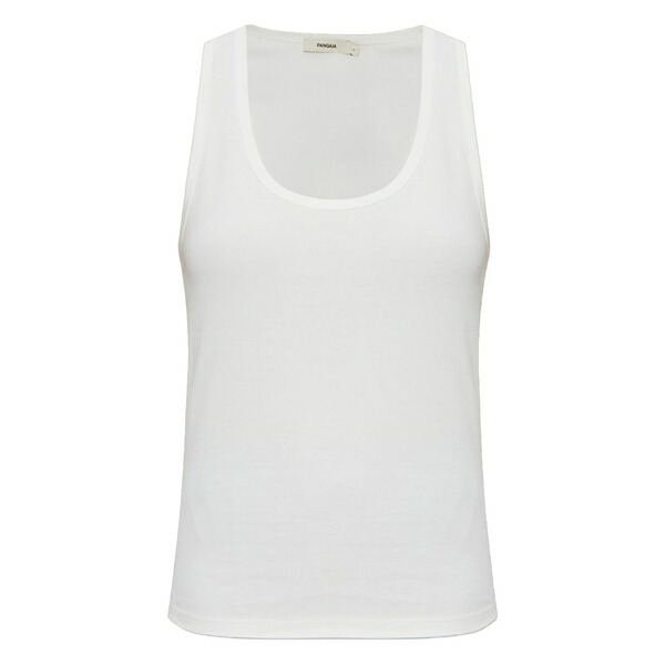 食パンガイア レディース カットソー トップス Scoop-neck cotton tank top White