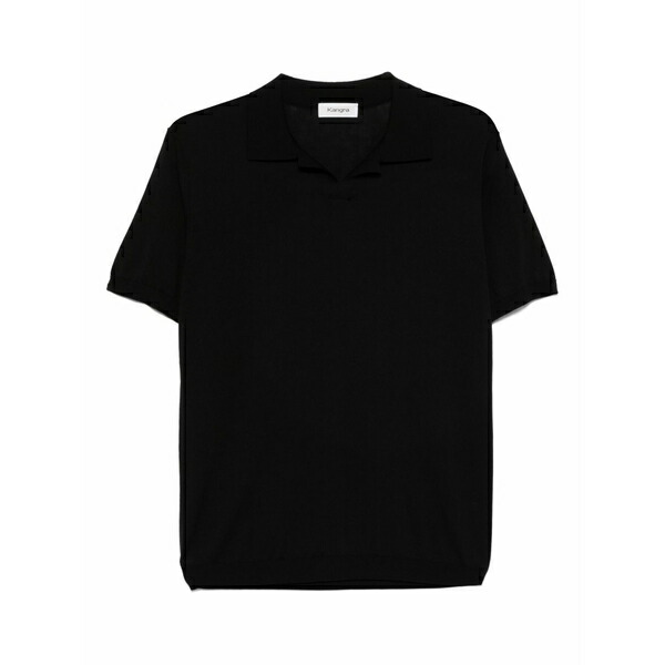 カングラ  メンズ ティーシャツ トップス Fine-ribbed t-shirt Black
