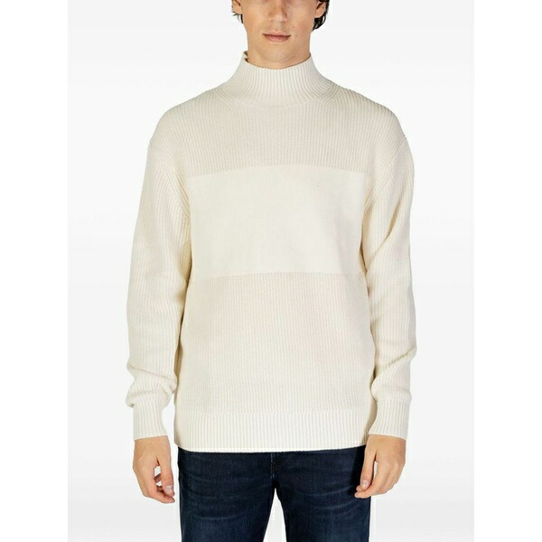 カルバンクライン メンズ 編み物\u0026プルオーバー アウター Ribbed colour-block sweater Neutrals