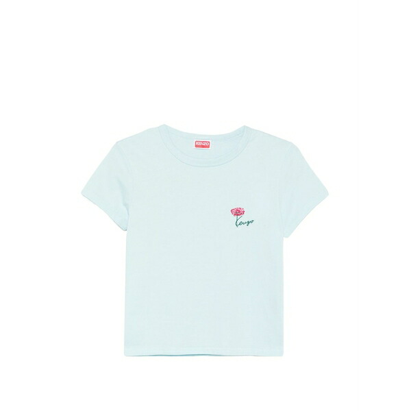 ケンゾー レディース ティーシャツ トップス Flower-embroidered t-shirt Blue