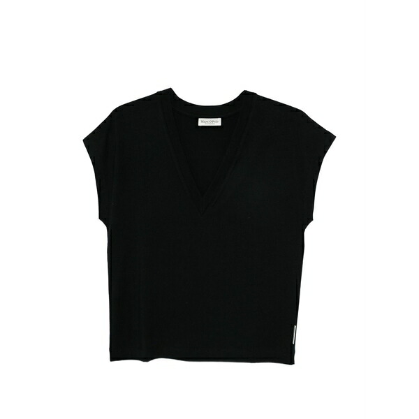 マルコポーロ レディース プルオーバー トップス V-neck sleeveless t-shirt Black