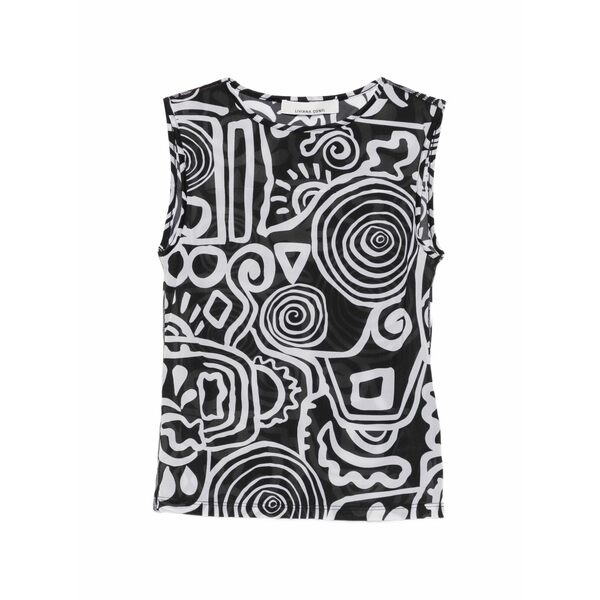 リビアナコンティ レディース カットソー トップス Abstract-print sleeveless t-shirt Black