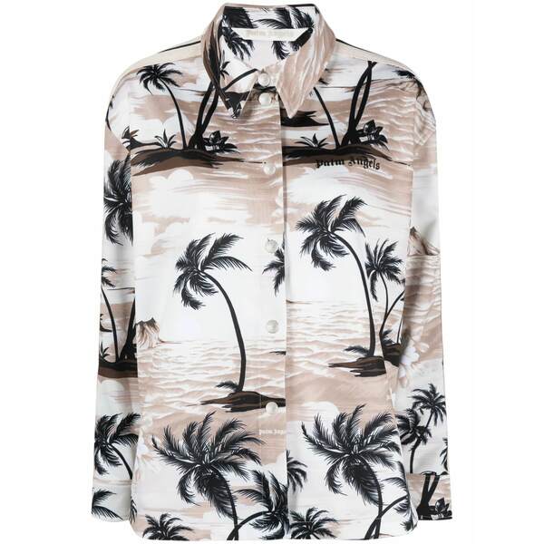 パーム・エンジェルス レディース プルオーバー トップス Tropical-print long-sleeve shirt Neutrals