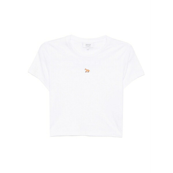 住み家 稲荷 レディース ティーシャツ トップス Baby fox patch baby t-shirt White