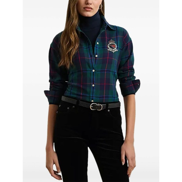 ラルフローレン レディース ティーシャツ トップス Check-print shirt Blue