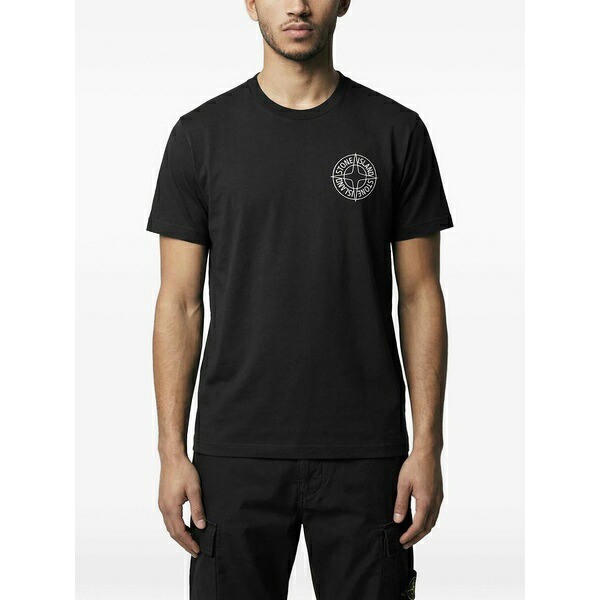 ストーンアイランド メンズ ティーシャツ トップス Logo-print t-shirt Black