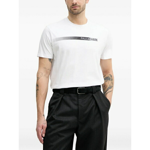 ポールアンドシャーク メンズ Tシャツ トップス Logo t-shirt White|asty