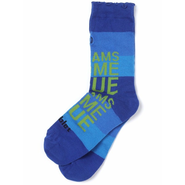 ダブレット メンズ 靴下 アンダーウェア Slogan-print striped socks Blue|asty