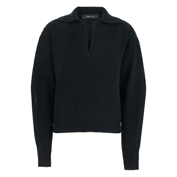 フェデリカ・トシ レディース 編み物\u0026プルオーバー アウター Long-sleeved polo-neck sweater Black