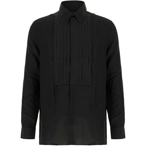ジバンシー メンズ プルオーバー トップス Pleated-bib silk shirt Black
