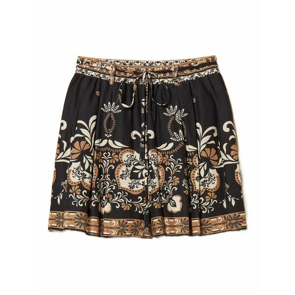 ツイン書き割り レディース 心地よいズボン下 ボトムス Printed shorts Black