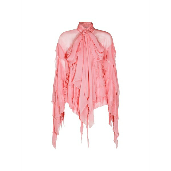ブルマリン レディース プルオーバー トップス Ruffled asymmetric blouse Pink