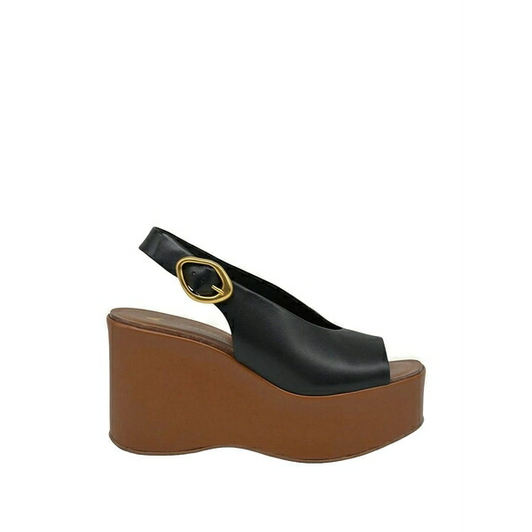 ハラノ レディース サンダル シューズ Anabela buckle-fastening wedge sandals Black