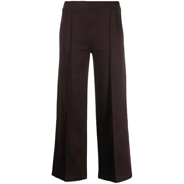セミクチュール レディース 心地よいズボン下 ボトムス Roma decorative-stitching wide-leg trousers Brown