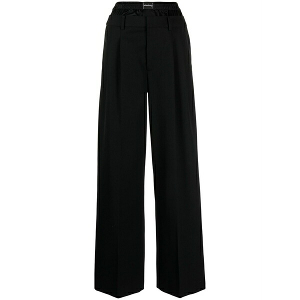 アレキサンダーワン レディース 心地よいズボン下 ボトムス Layered-design wool trousers Black