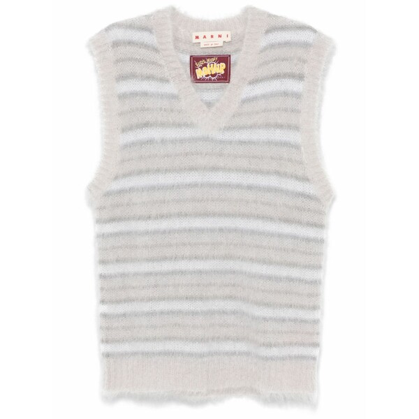 マルニ メンズ ティーシャツ トップス Stripped knitted vest Grey