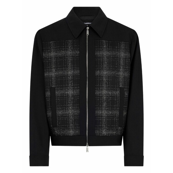 ディースクエアード メンズ 上衣＆上衣 アウター Evening check bomber jacket Black