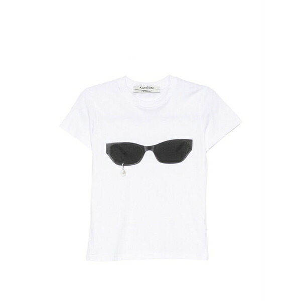 キムヘキム レディース プルオーバー トップス Sunglasses-print t-shirt White