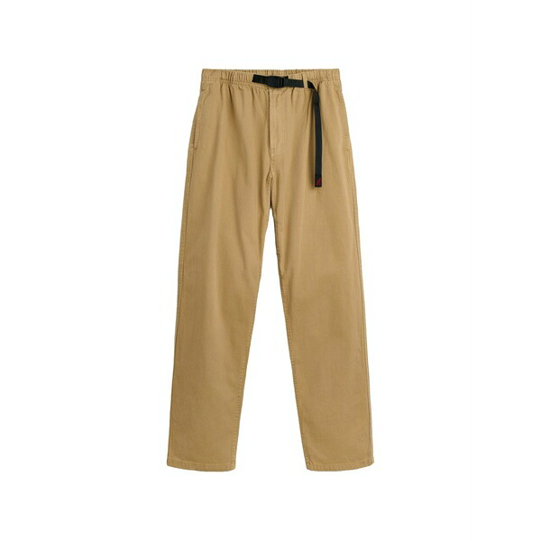 グラミチ メンズ 心地よいズボン下 ボトムス Belted cotton trousers Brown
